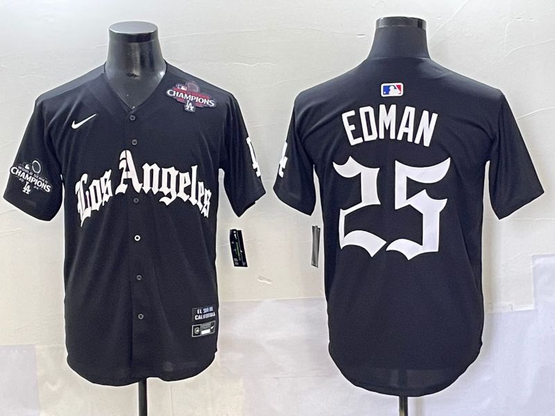 Men 2025 Los Angeles Dodgers #25 Edman Black Five generations Joint Name Nike MLB Jersey style 8->los angeles dodgers->MLB Jersey